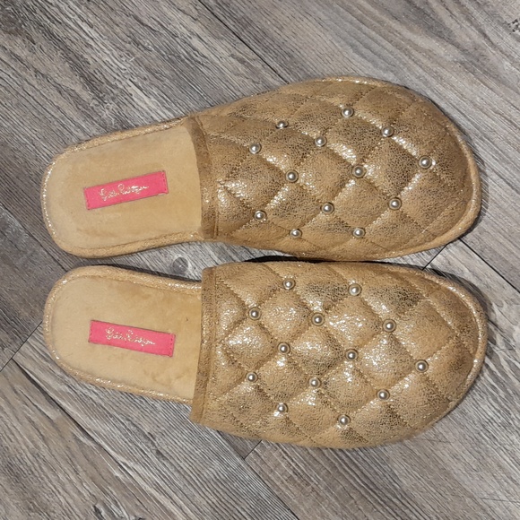 Lily Pulitzer golden pearl slippers - Picture 2 of 4